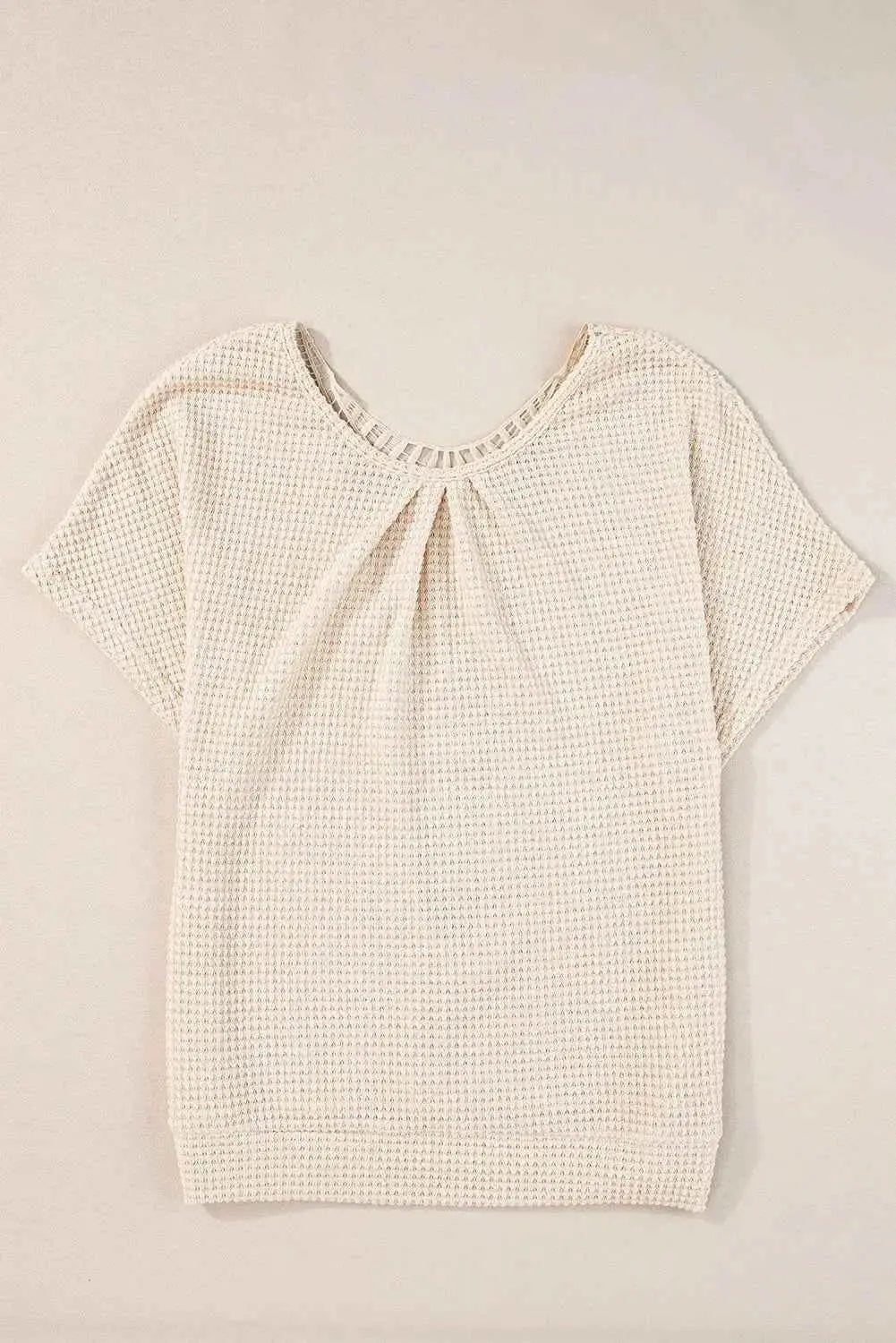 Plus Size Textured Lace Round Neck Short Sleeve T-Shirt
