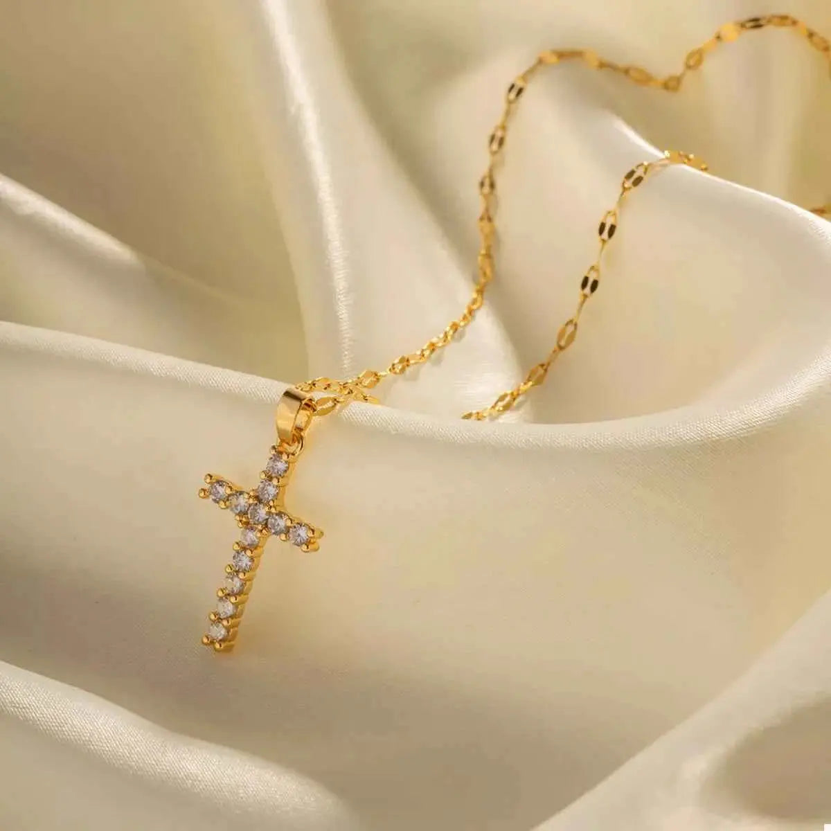 18K Gold-Plated Cross Pendant Necklace