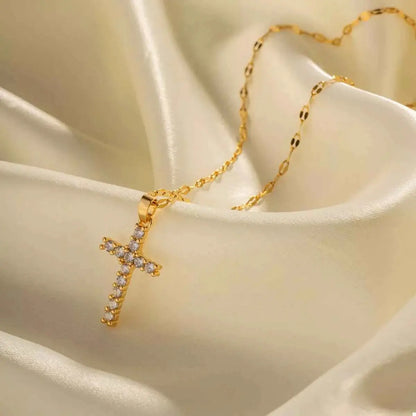 18K Gold-Plated Cross Pendant Necklace