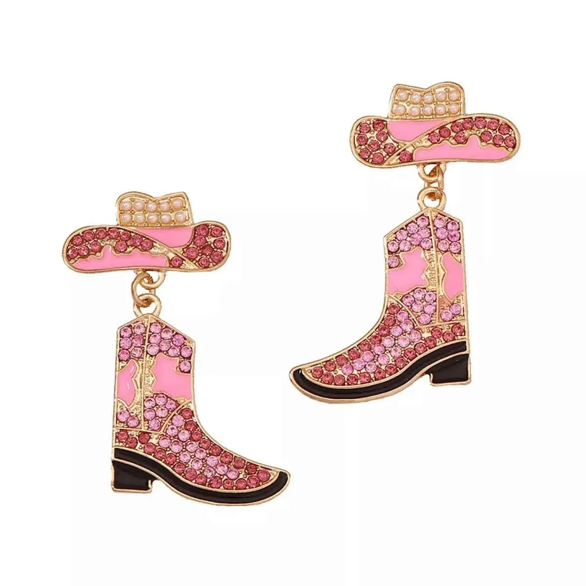 Rhinestone Boot Dangle Earrings