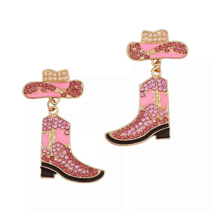 Rhinestone Boot Dangle Earrings
