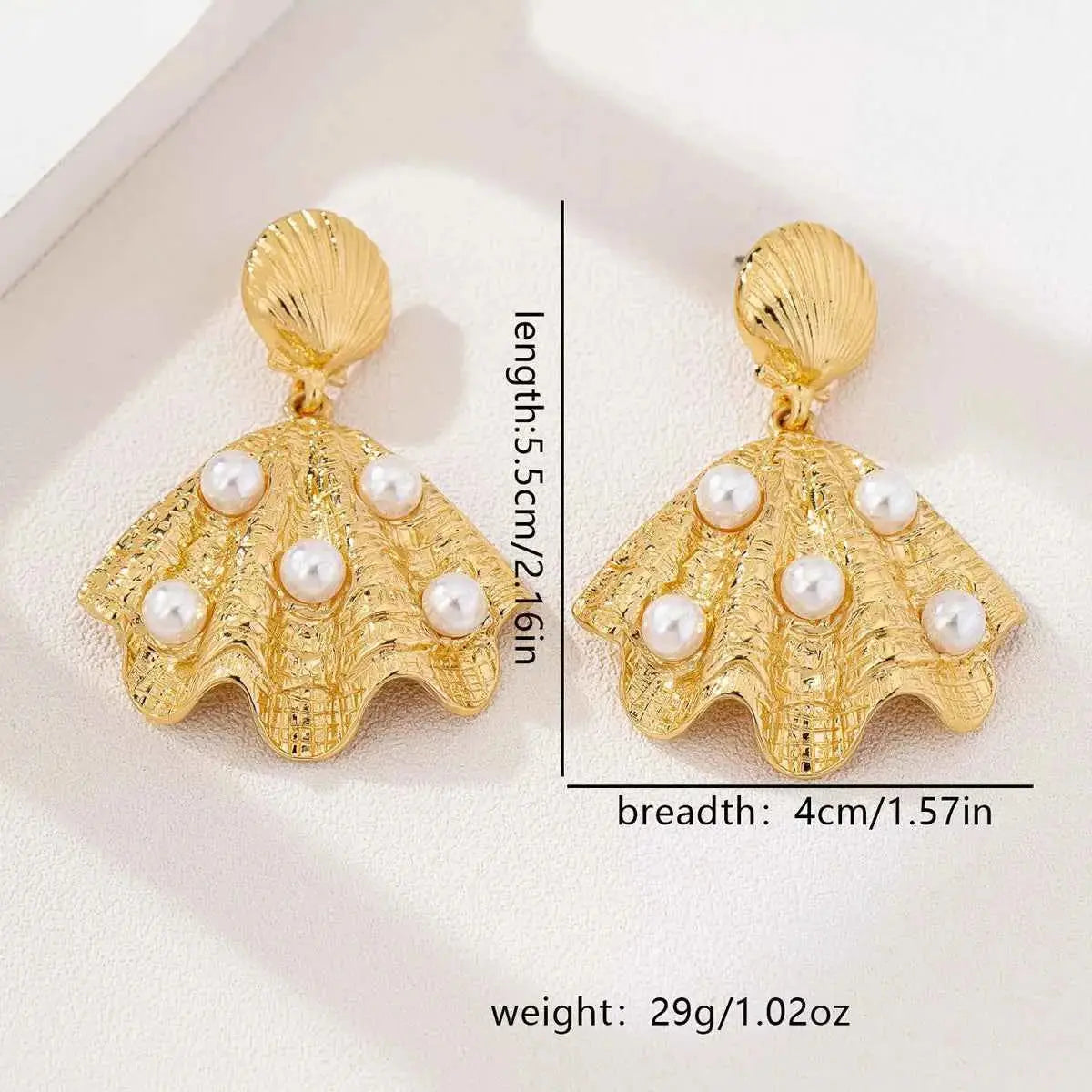 18K Gold-Plated Shell Pearl Drop Earrings