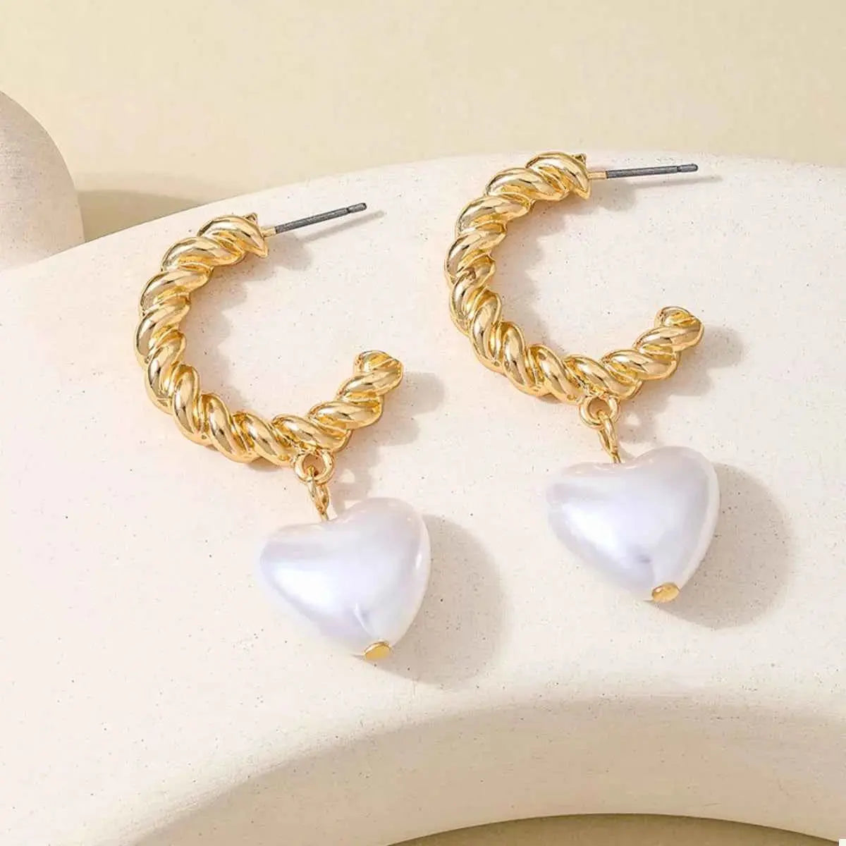 18K Gold-Plated C-Hoop Heart Earrings