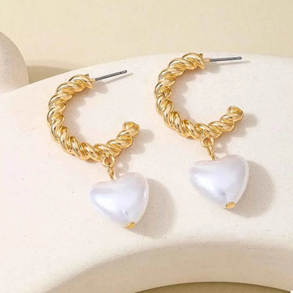18K Gold-Plated C-Hoop Heart Earrings