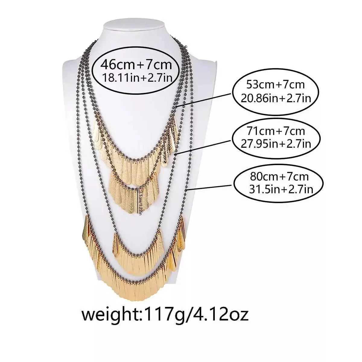 4-Piece 18K Gold-Plated Iron Tassel Necklace