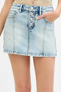 Full Size High Rise Plus Size Button Down Skorts