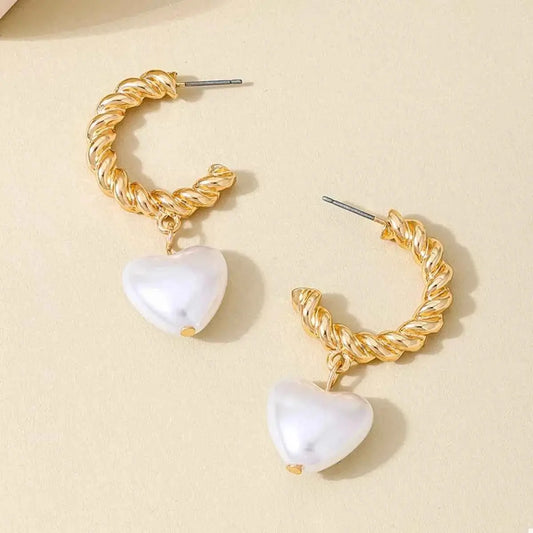 18K Gold-Plated C-Hoop Heart Earrings