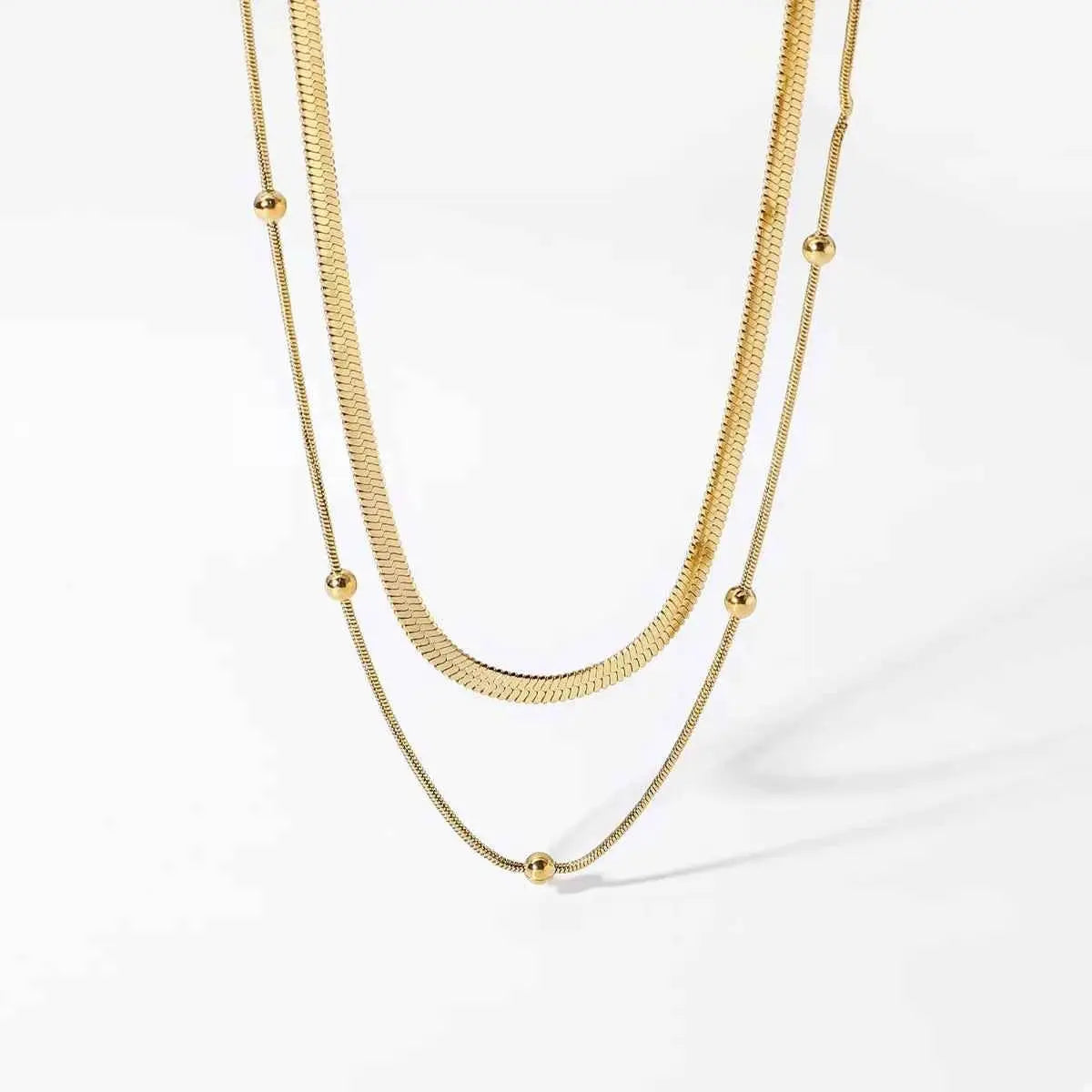 2 Piece 18K Gold-Plated Chain Necklace