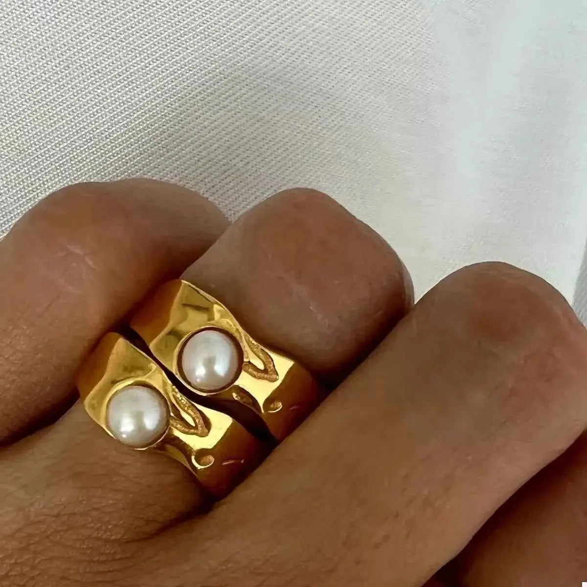 18K Gold-Plated Pearl Ring