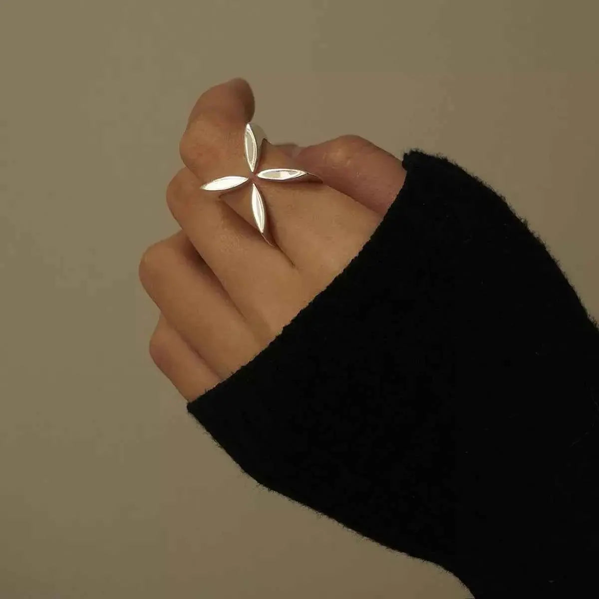 Stainless Steel Crisscross Open Ring