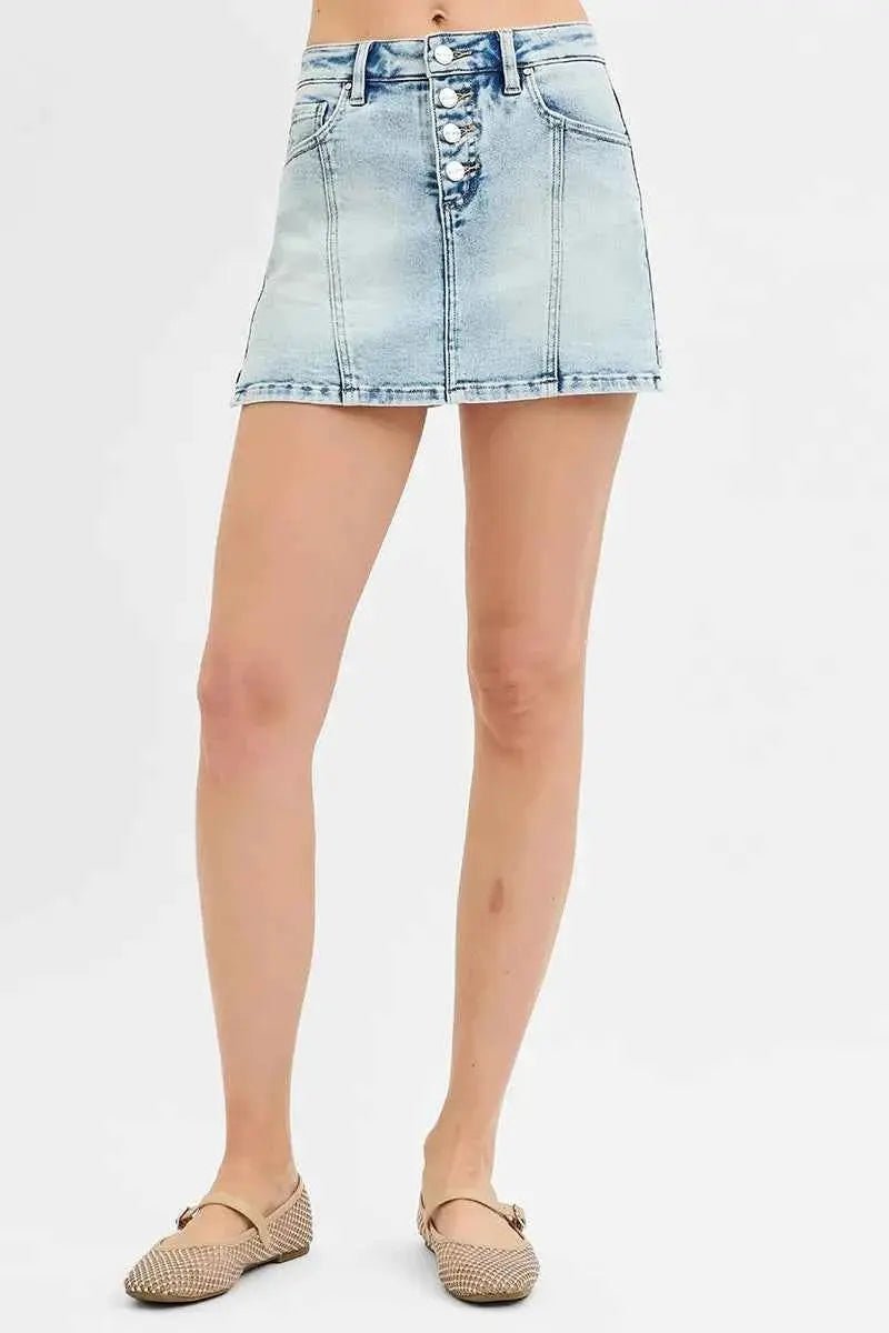 RISEN Full Size High Rise Button Down Skorts Plus Size