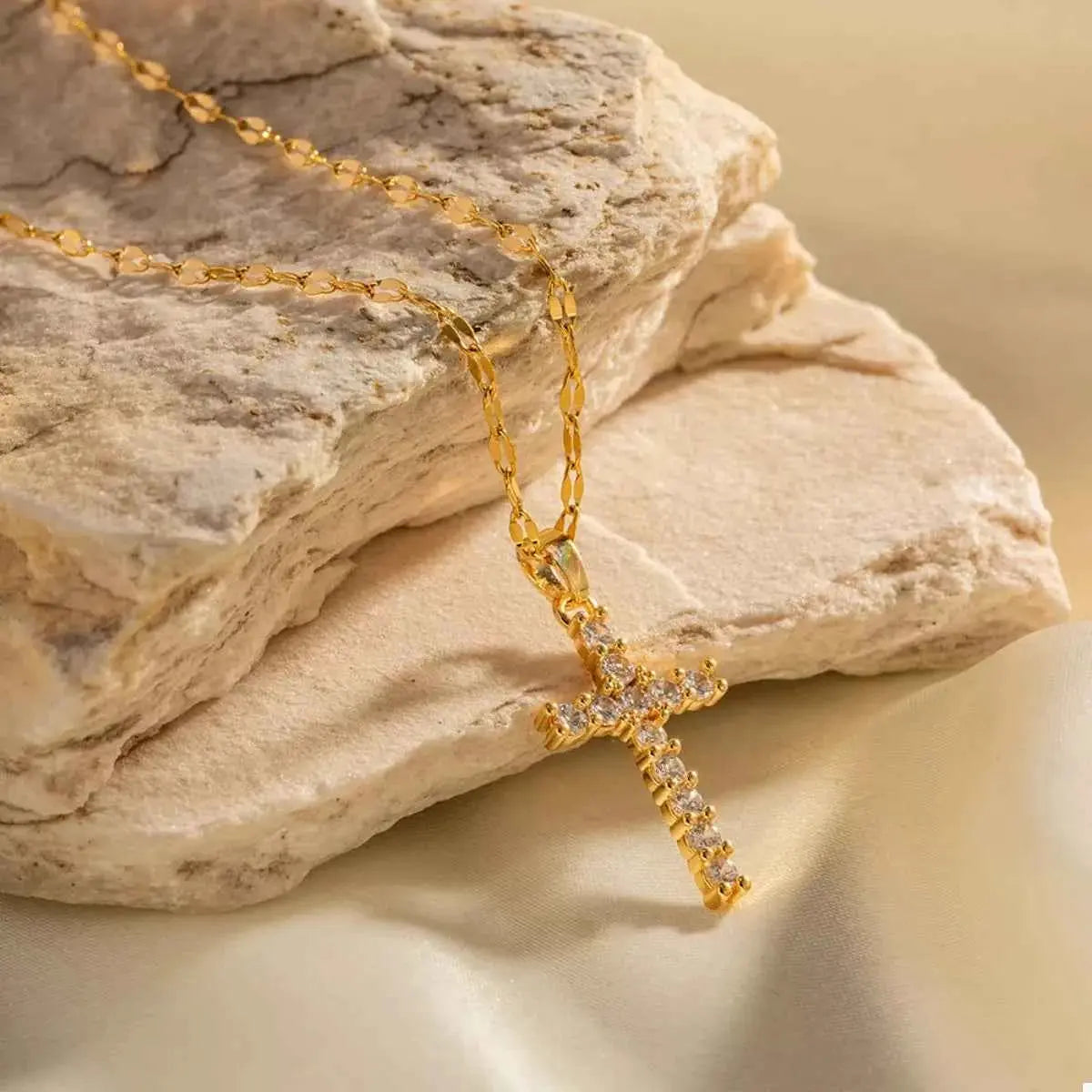 18K Gold-Plated Cross Pendant Necklace