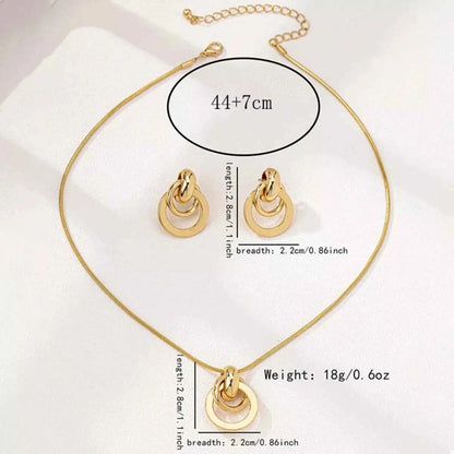 18K Gold-Plated Earrings and Pendant Necklace Jewelry Set