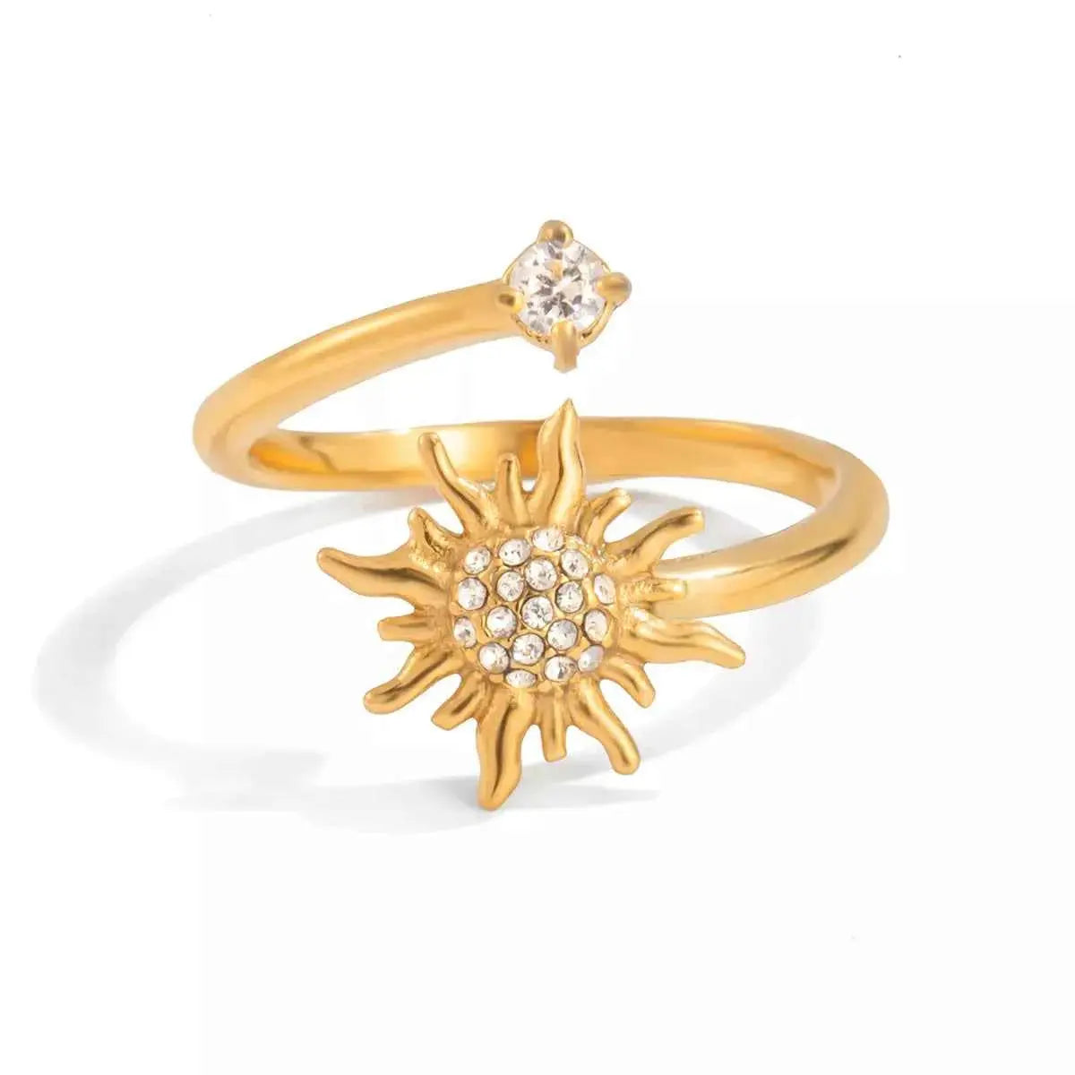 18K Gold-Plated Zircon Sun Bypass Ring