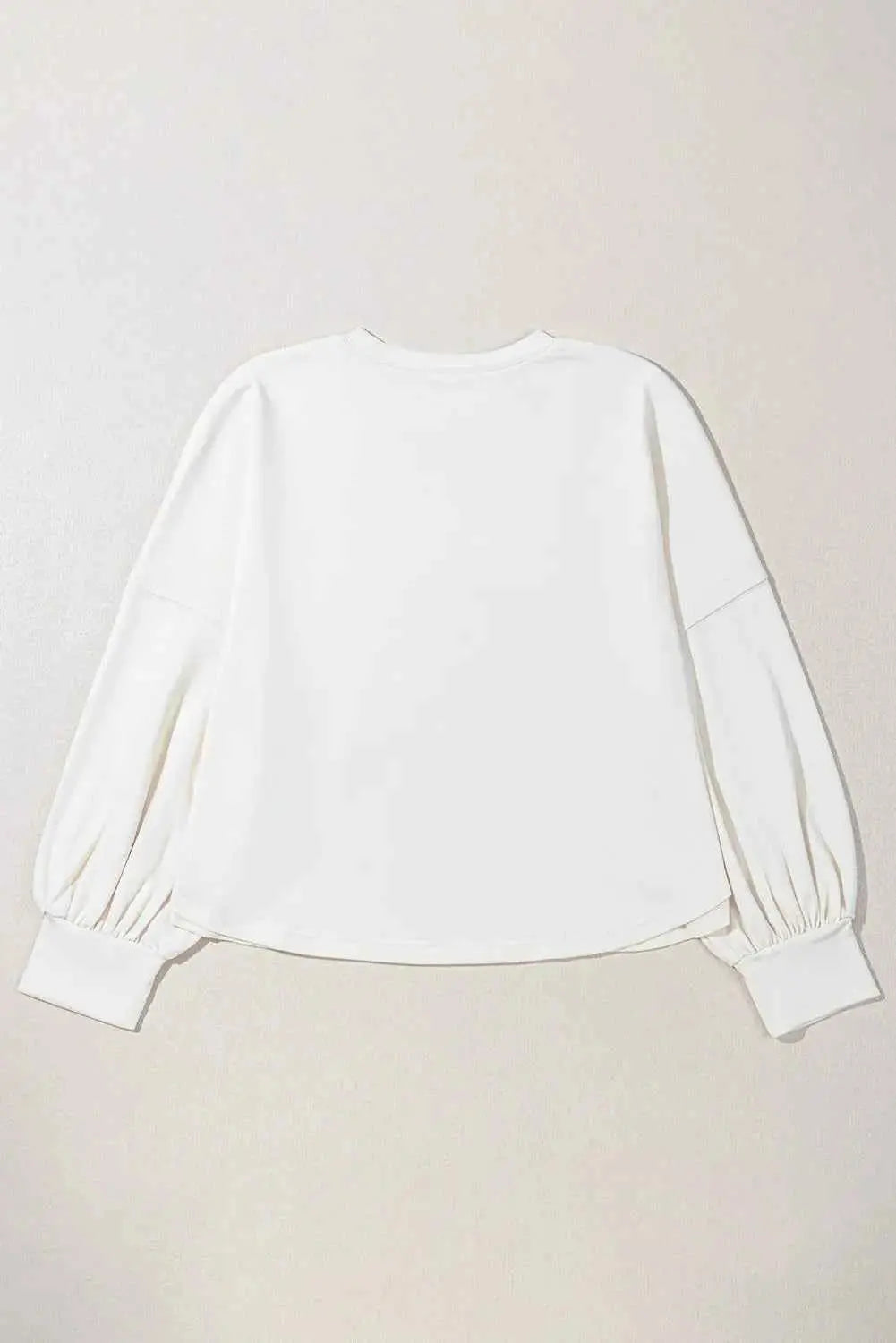 Plus Size Studded Star Round Neck Long Sleeve Blouse
