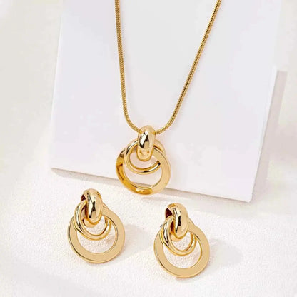 18K Gold-Plated Earrings and Pendant Necklace Jewelry Set