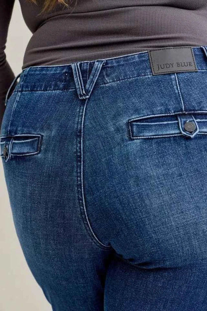 Judy Blue Full Size Mid Rise Bootcut Jeans with Welt Pockets Plus Size