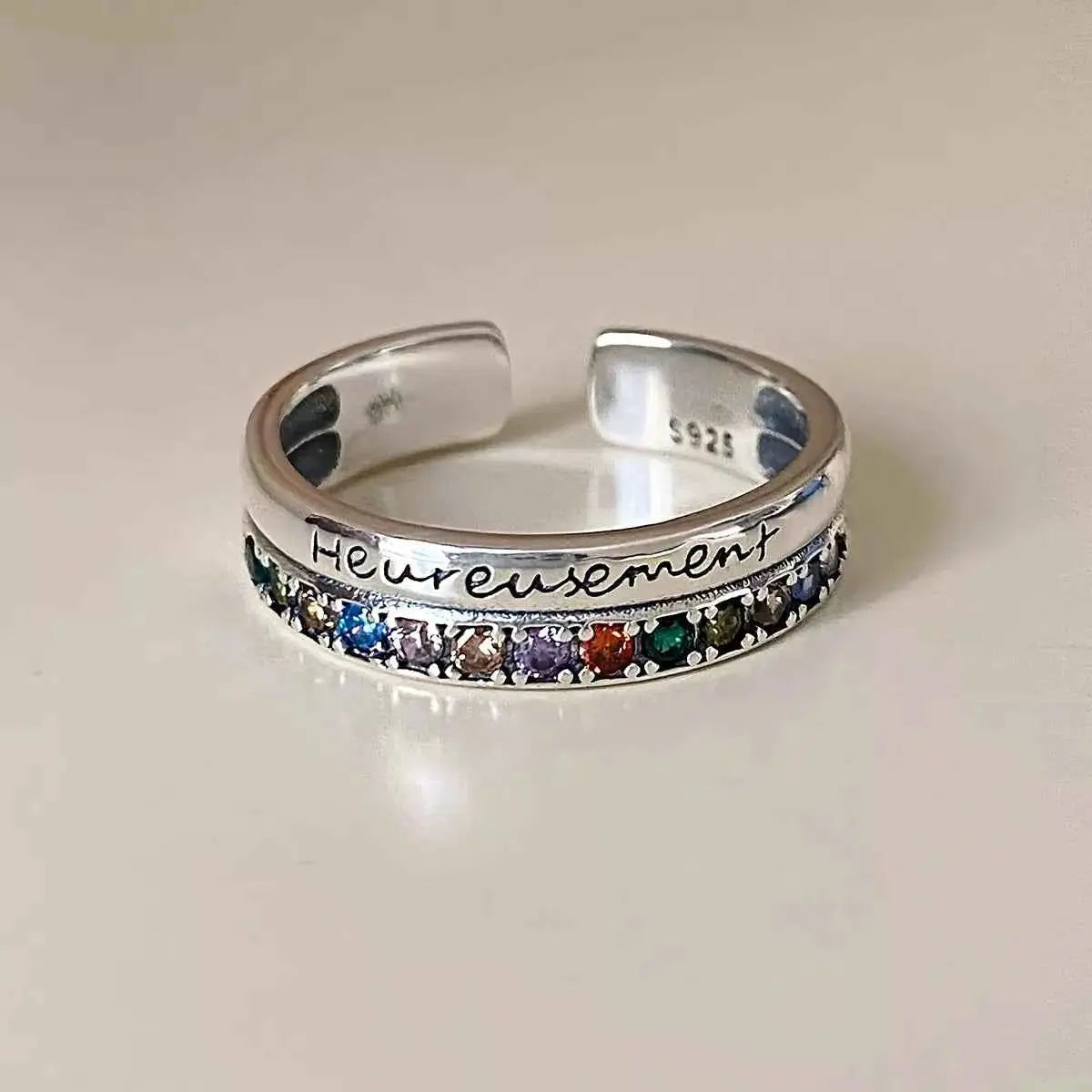 925 Sterling Silver Rhinestone Open Ring