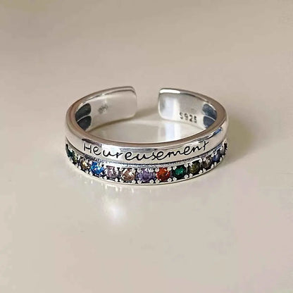 925 Sterling Silver Rhinestone Open Ring