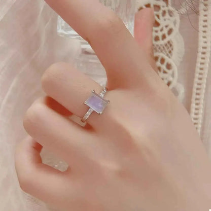 925 Sterling Silver Zircon Rectangle Ring