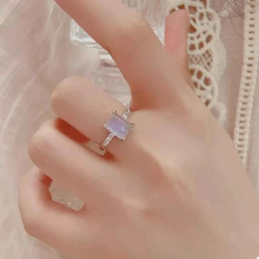 925 Sterling Silver Zircon Rectangle Ring