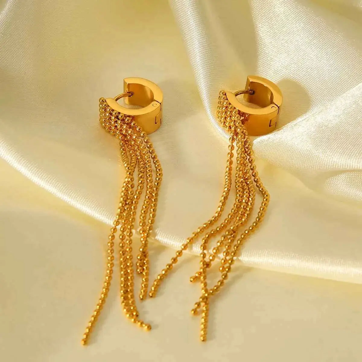 18K Gold-Plated Tassel Chain Earrings