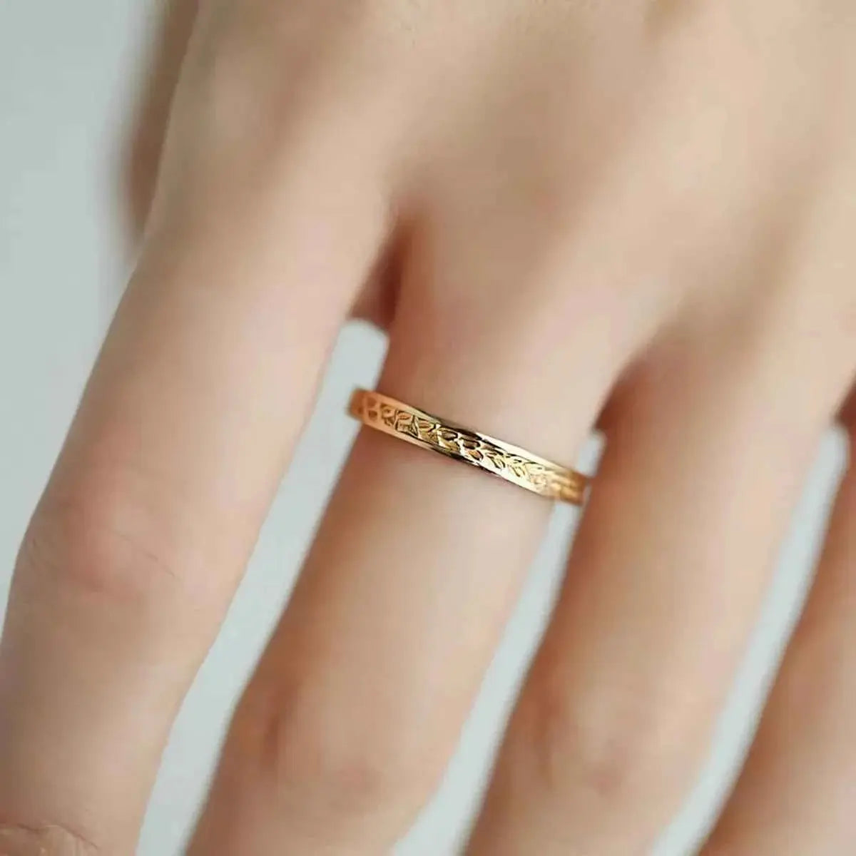 18K Gold-Plated 925 Sterling Silver Textured Ring