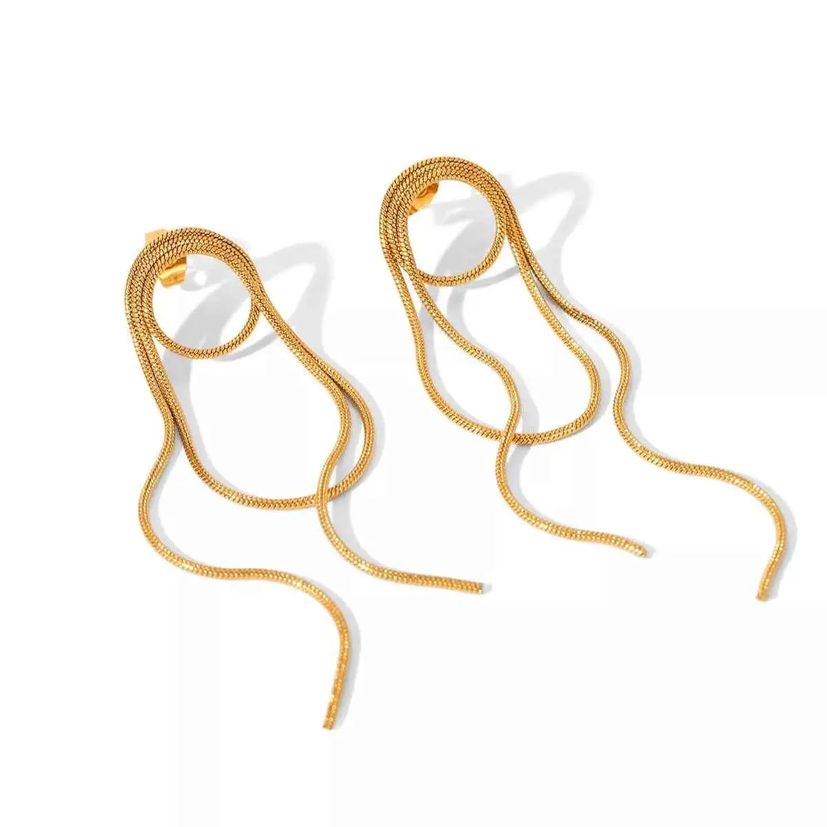 18K Gold-Plated Hoop Chain Earrings