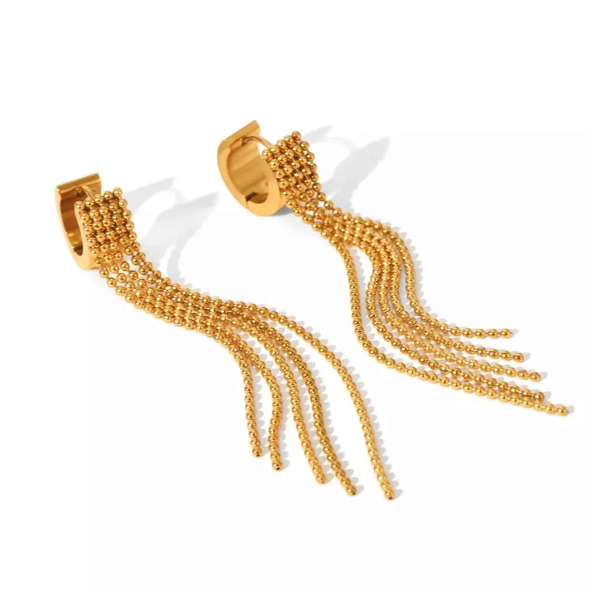 18K Gold-Plated Tassel Chain Earrings