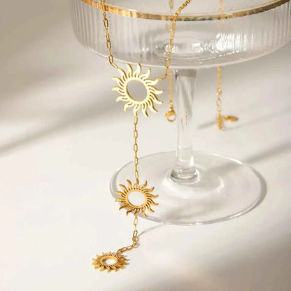 18K Gold-Plated Sun Pendant Necklace