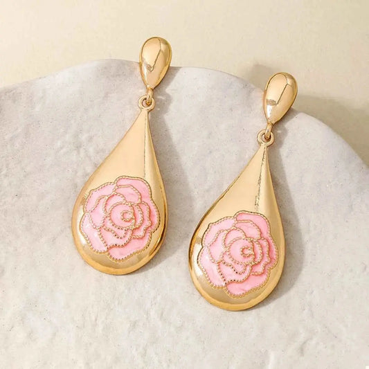 18K Gold-Plated Flower Teardrop Earrings