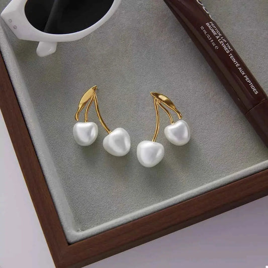 18K Gold-Plated Pearl Cherry Earrings