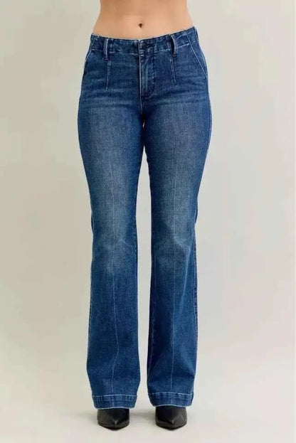 Judy Blue Full Size Mid Rise Bootcut Jeans with Welt Pockets Plus Size
