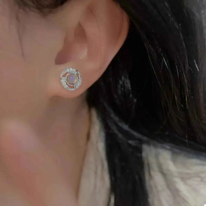 925 Sterling Silver Moonstone Stud Earrings
