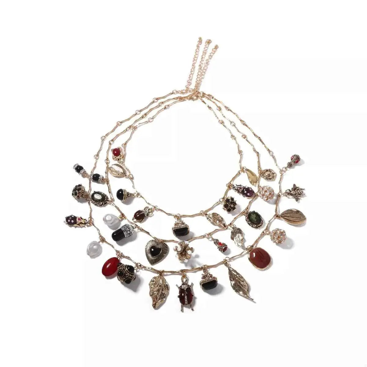 3-Piece 18K Gold-Plated Resin Gemstone Necklace