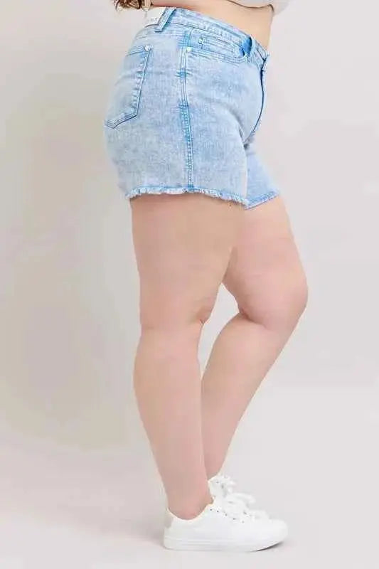 Judy Blue Plus Size Mid Rise Garment Dyed Denim Shorts