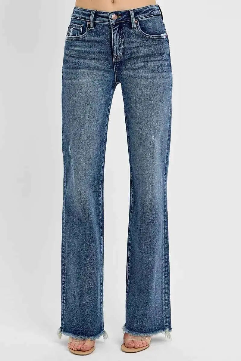 RISEN Full Size Tummy Control High Rise Long Straight Jeans Plus Size