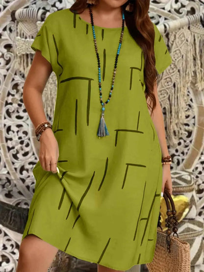 Plus Size Round Neck Short Sleeve Dress