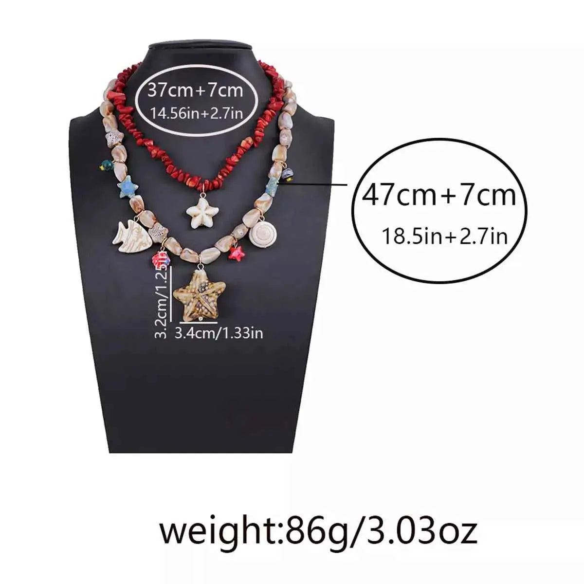 Boho Layered Multi-Strand Beach Shell Charm Necklace