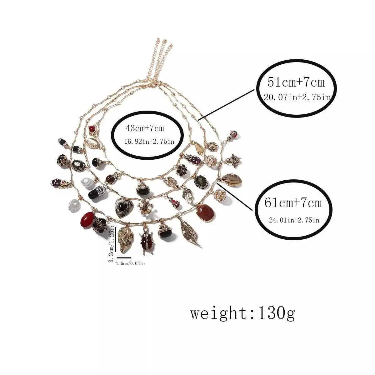 3-Piece 18K Gold-Plated Resin Gemstone Necklace