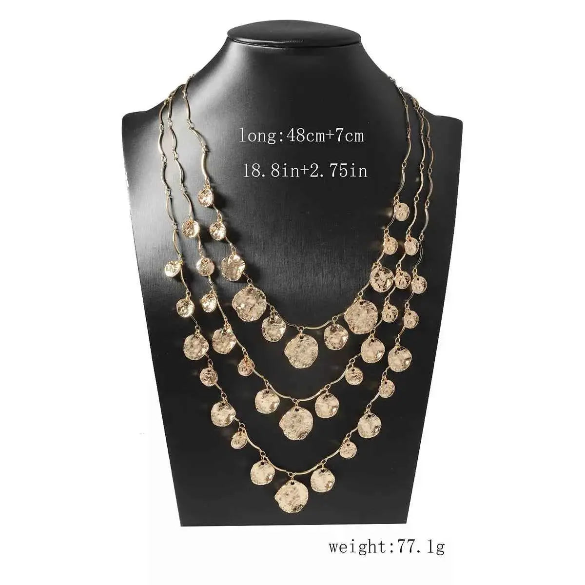 3-Piece 18K Gold-Plated Zinc Alloy Necklace