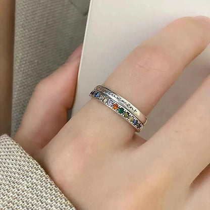 925 Sterling Silver Rhinestone Open Ring