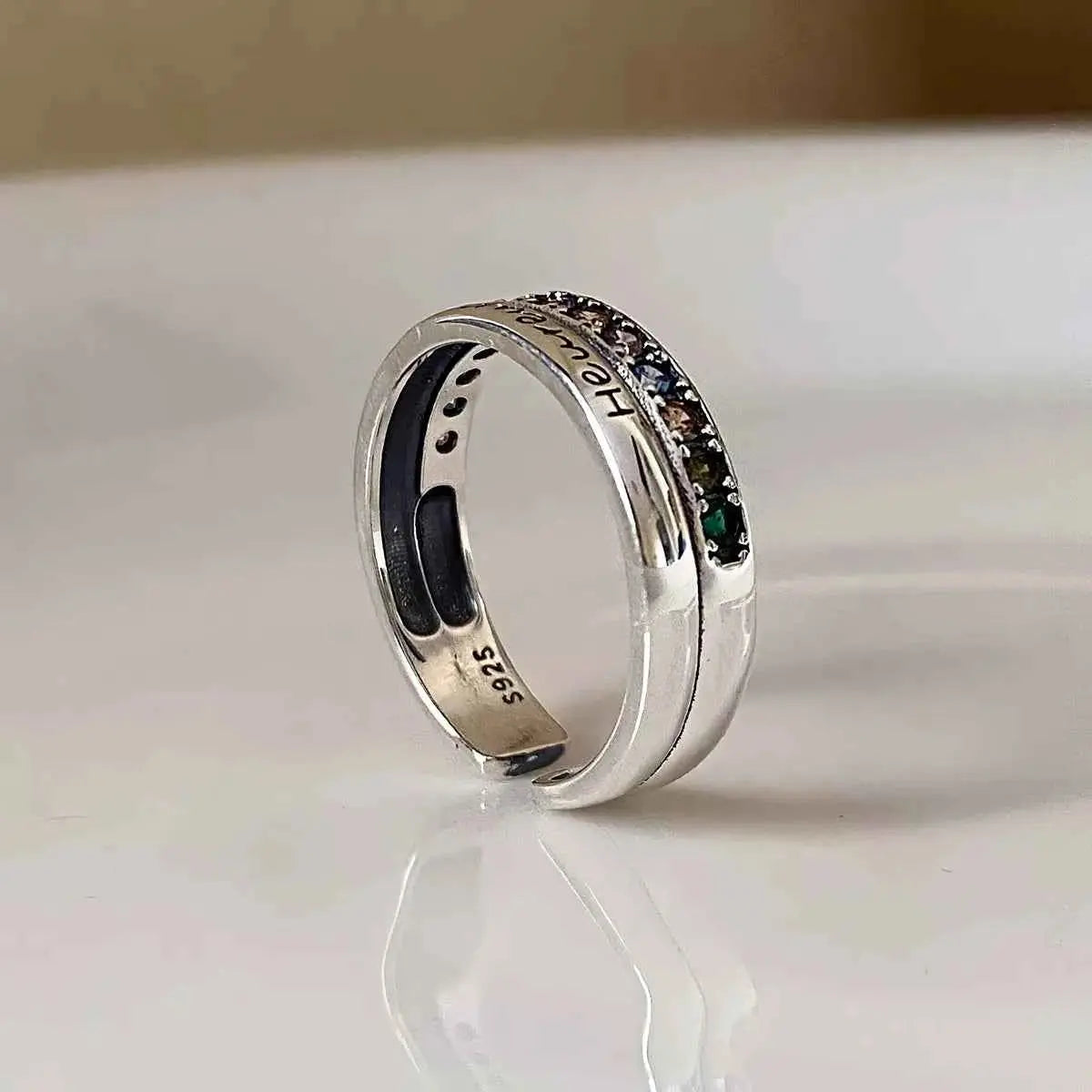 925 Sterling Silver Rhinestone Open Ring