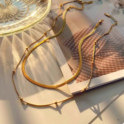 2 Piece 18K Gold-Plated Chain Necklace