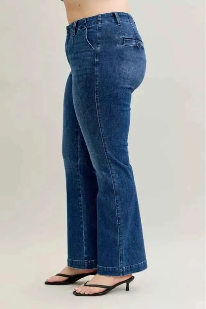 Judy Blue Full Size Mid Rise Bootcut Jeans with Welt Pockets Plus Size