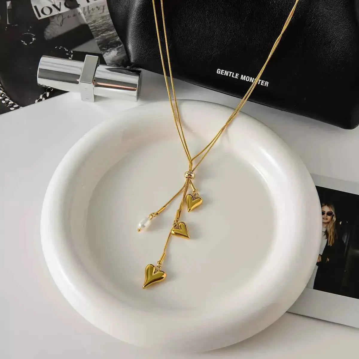 18K Gold-Plated Double Layered Heart Necklace