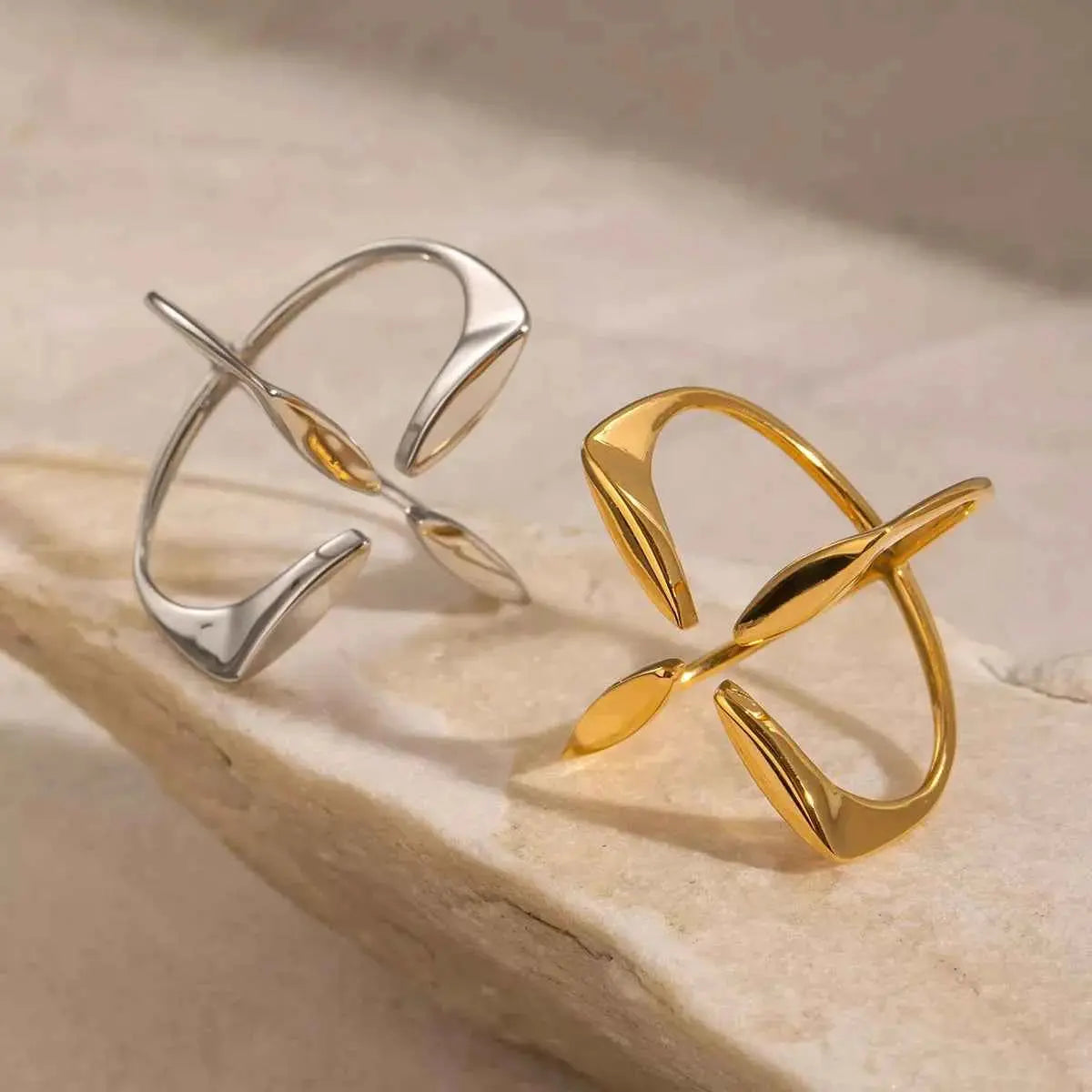 Stainless Steel Crisscross Open Ring
