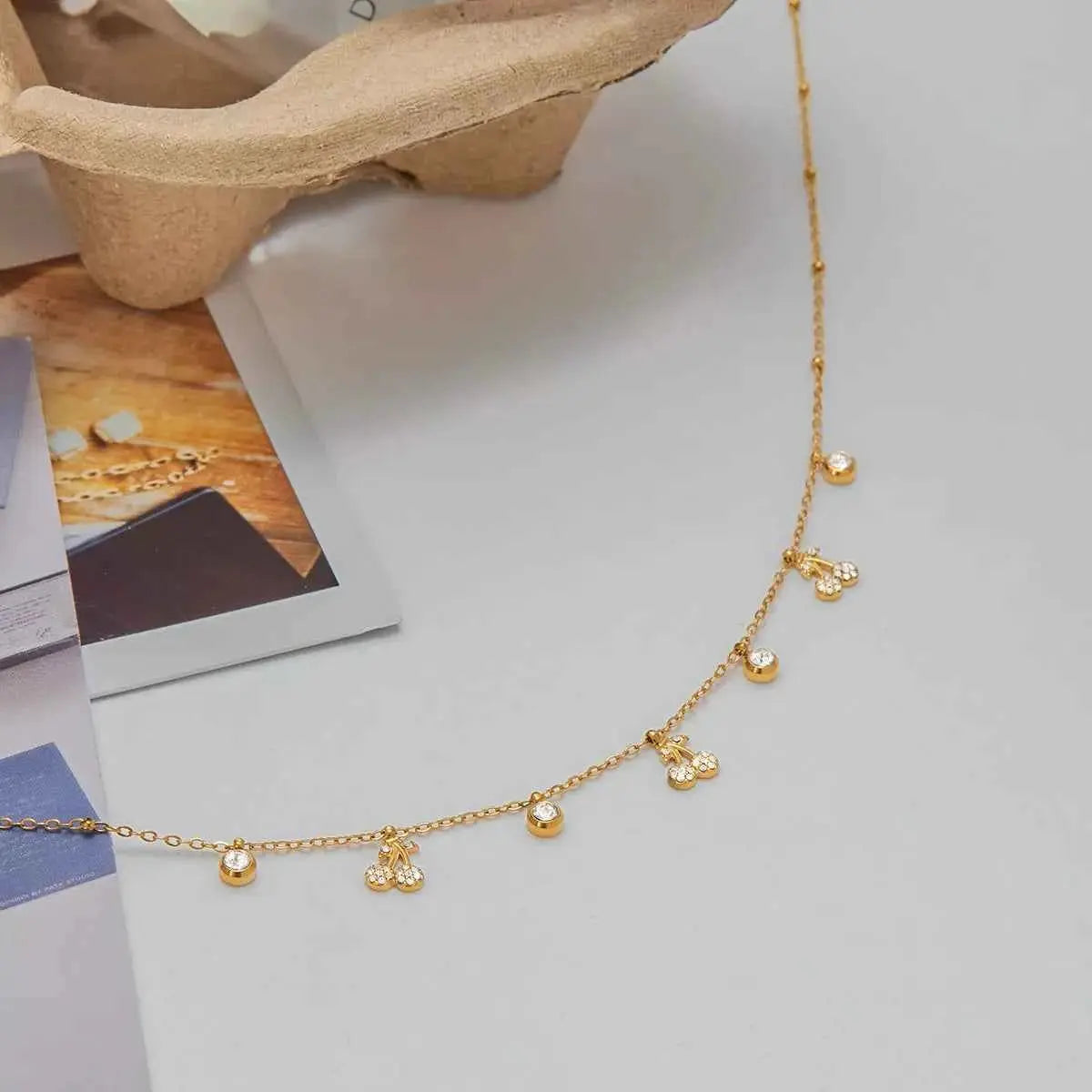 18K Gold-Plated Zircon Cherry Necklace