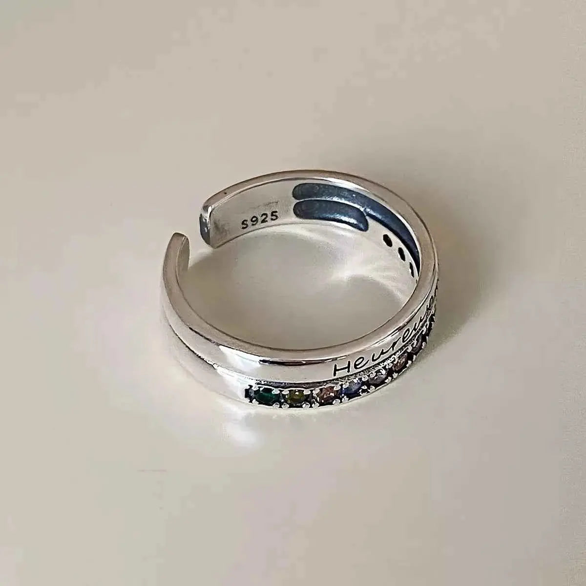 925 Sterling Silver Rhinestone Open Ring