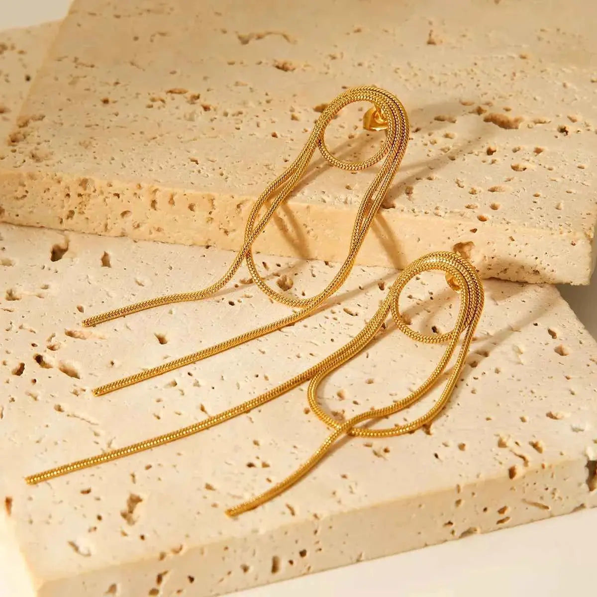 18K Gold-Plated Hoop Chain Earrings